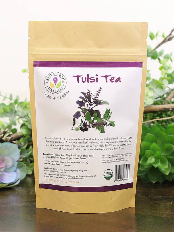 Tulsi Tea Bag 20ct Organic for wholesale by Crystal Rock Healing, LLC