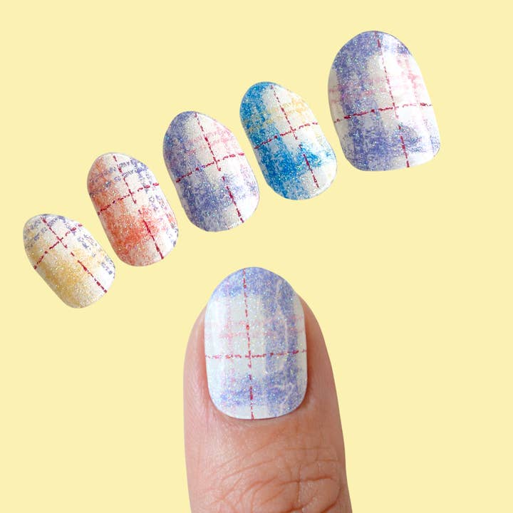 multi Plaid Super Jellies DIY Semi Cured Gel Nail Wrap for wholesale on Faire5