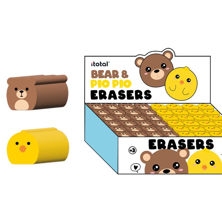 I-Total, I-Drink - Wholesale Eraser - Bear & Pio Pio Animal Shaped Eraser - 24 Pcs Display0