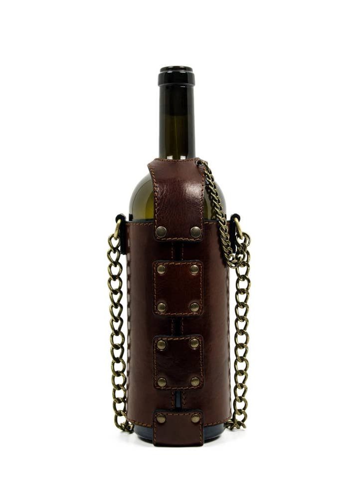 Leather Wine Tote - Saving Grapes for wholesale by Time Resistance