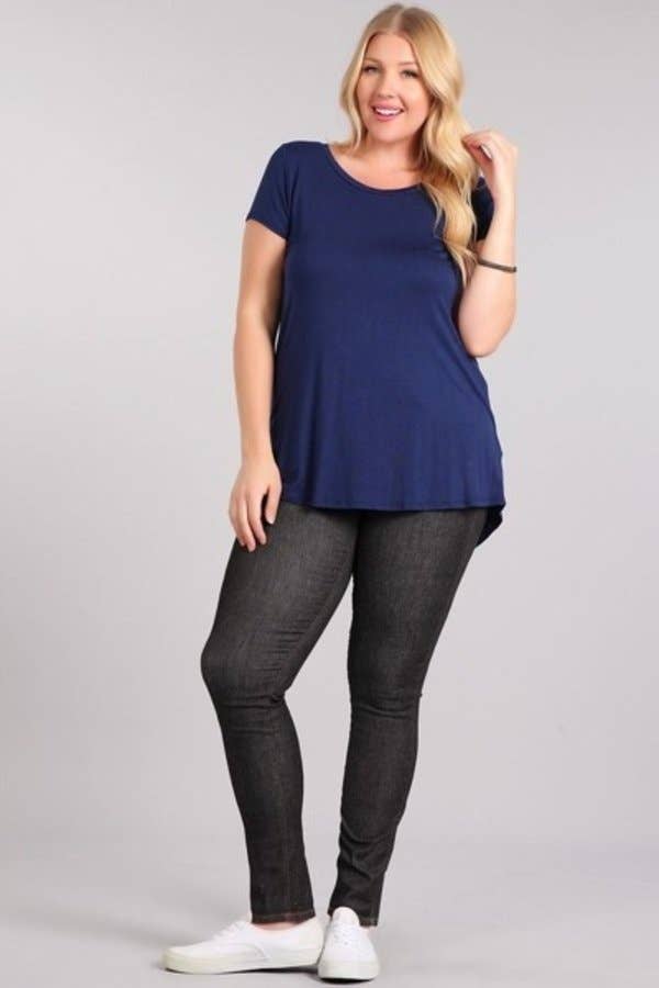 Chris & Carol Apparel - Wholesale Tunic - Women's - XJ413145T - Perfect Solid Plus Size Basic Tee Short Sleeve2