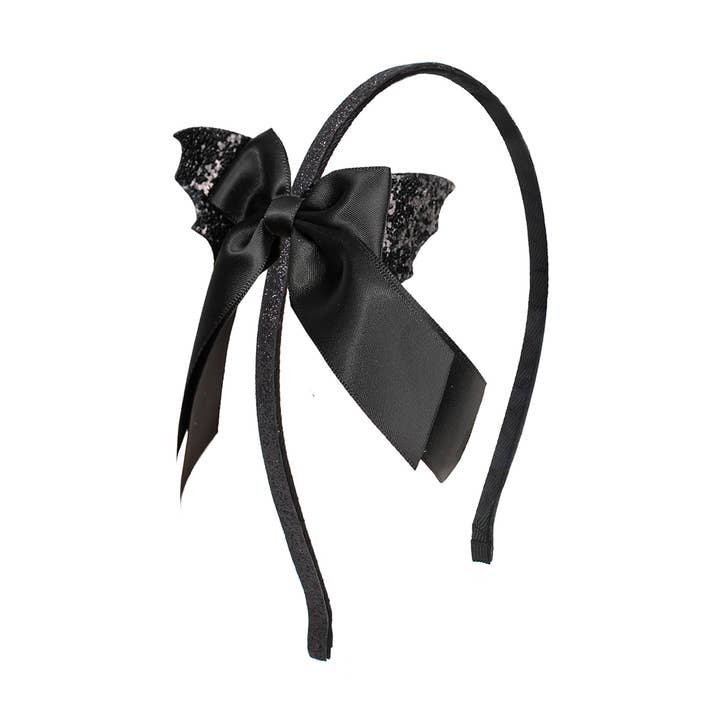 Glitter Bat Halloween Coquette Bow Headband - Hair Bows for wholesale by Sweet Wink