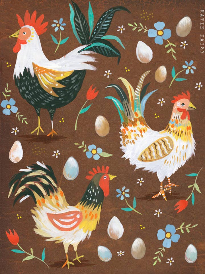 Impressão de galinhas por atacado de Katie Daisy