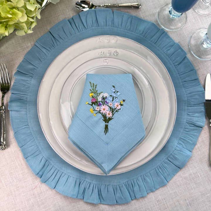 Arte Italica & Crown Linen Designs - Wholesale Placemat - Round Ruffle Linen Placemats-New Colors5
