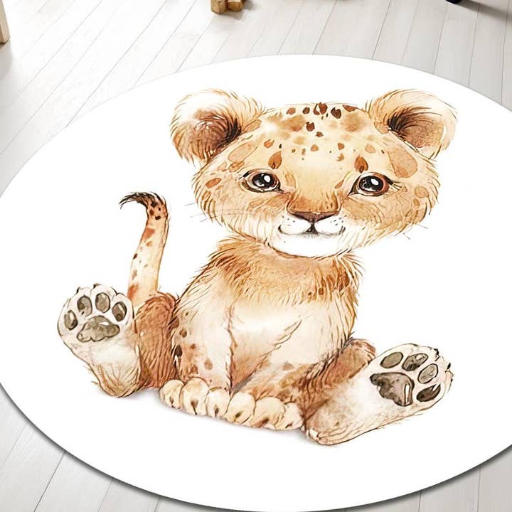Alfombra Redonda de León Bebé: Tapete de Juego para Guardería Infantil para venta al por mayor de Rugendary Trade LLC