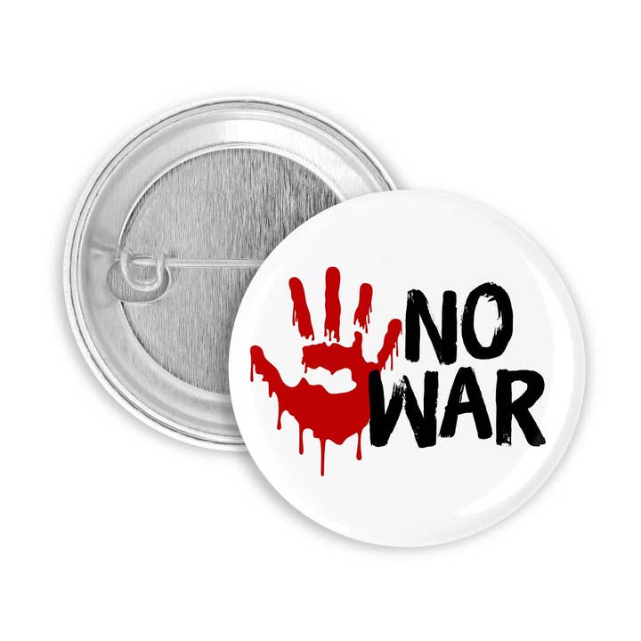 No war 1.25 inch pin badge for wholesale by Prickly Cactus Collage