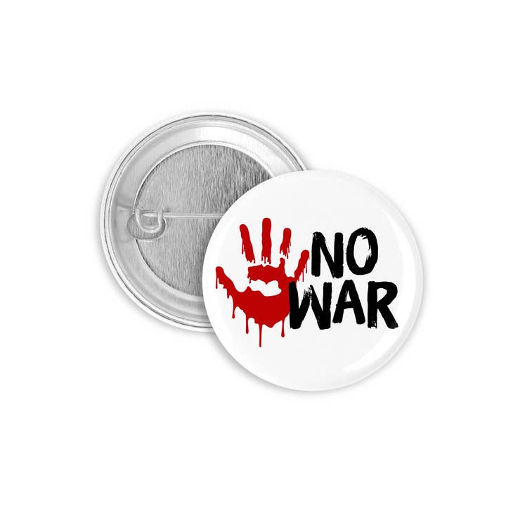 No war 1.25 inch pin badge for wholesale by Prickly Cactus Collage