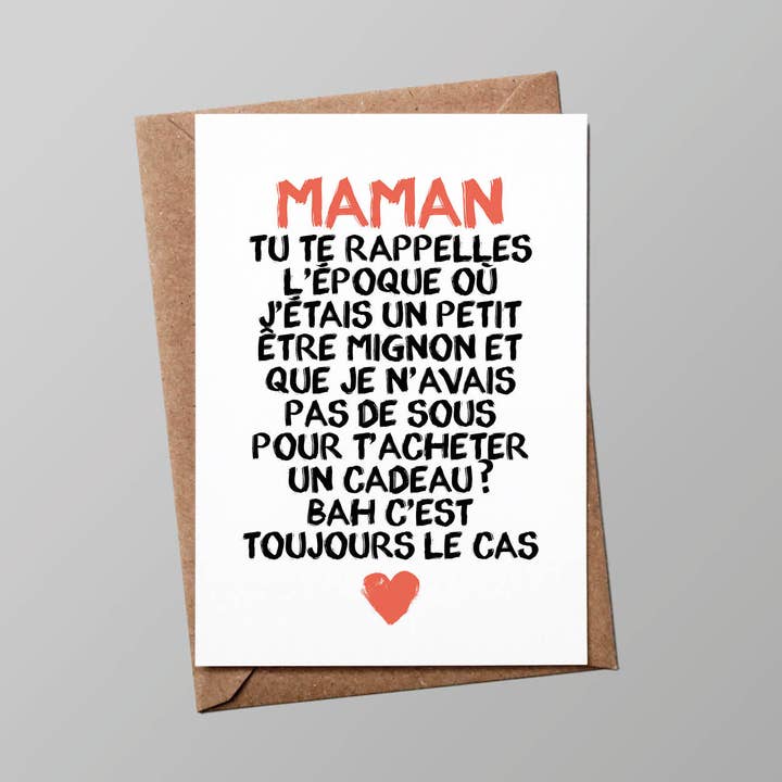 Card "Mom": Mom, do you remember (with envelope) for wholesale by Le shop de Bulma