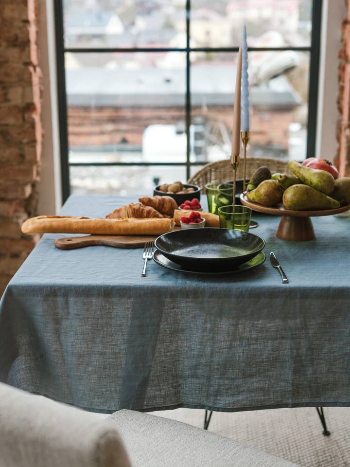 Dark Grey Linen Tablecloth for wholesale by Linen Spells