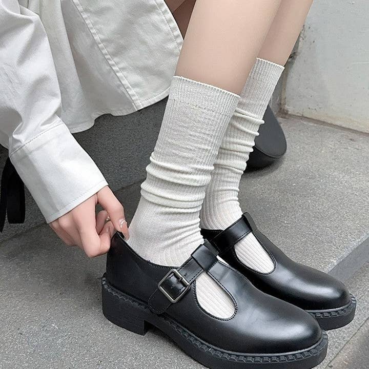 UZ Wholesale Store - Wholesale Socks – Women's - Solid Color Striped Over-The-Knee Mid-Length Socks6