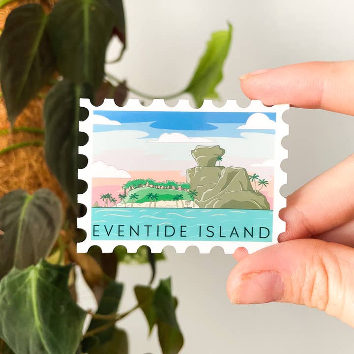 Sarah May Arts - Wholesale Sticker - Eventide Island Postage Stamp Vinyl Die Cut Sticker