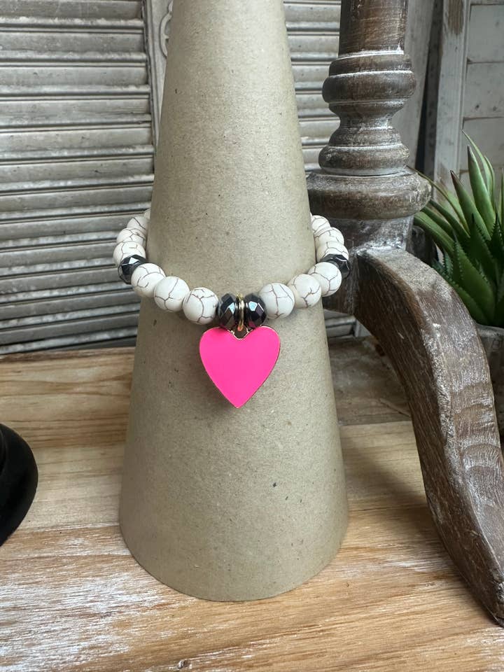 Natural Pink Heart Bracelet for wholesale by Scooples Jewelry