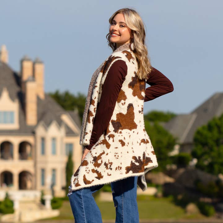 brun & vit Ko Print Väst för wholesale på Faire2