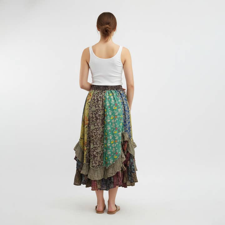 Young Threads - Wholesale Skirt - Women's - Bohoemia Mid-Length Skirt with Rayon Print (New Color)12