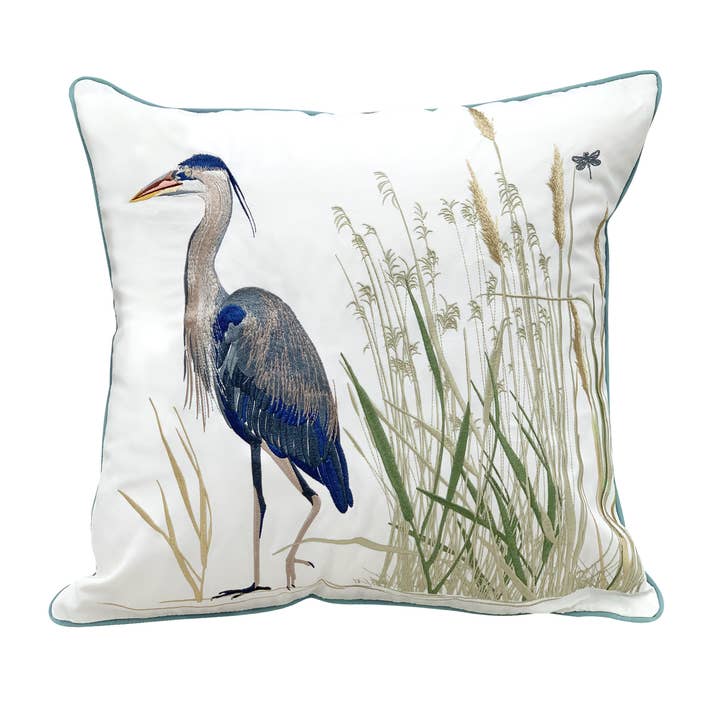 Rightside Design - Wholesale Throw/Decorative Pillow - Great Blue Heron Left Indoor/Outdoor Throw Pillow