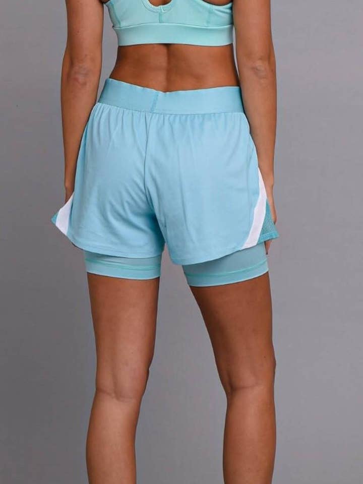Short de sport Booty 2 en 1, Turquoise - Femmes pour la vente par OOSC CLOTHING