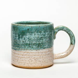 Hand Thrown Pottery Mug Turquoise White Handmade Pottery Mug Turquoise Pottery  Mug