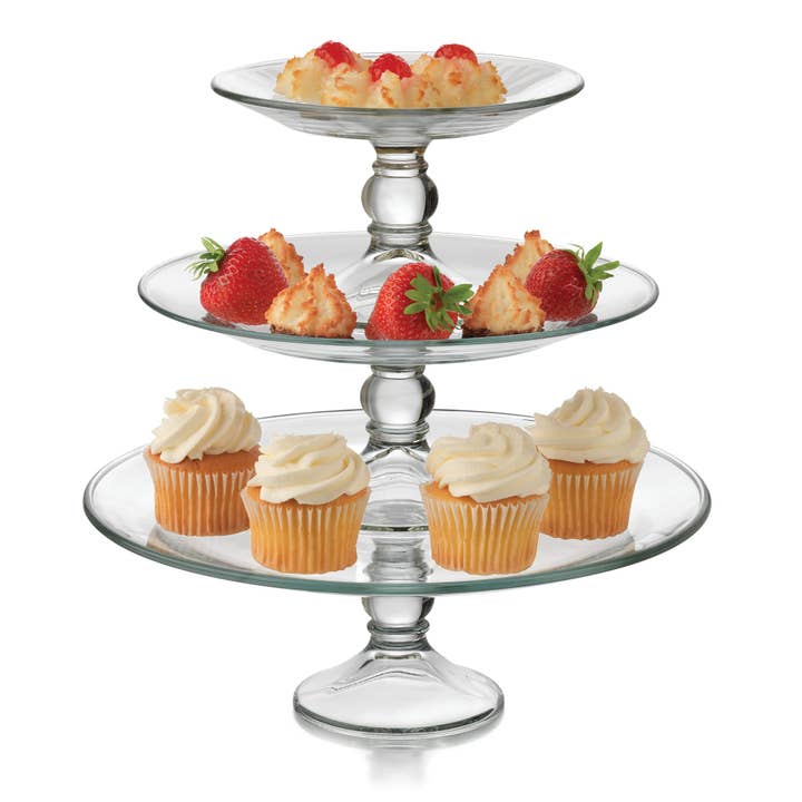 Libbey - Wholesale Serving Tray - Libbey Selene 3-Tier Glass Footed Server Set5