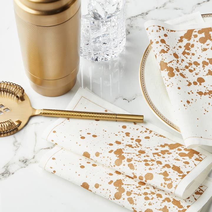 MY DRAP - Wholesale Placemat - Golden Splash! Linen Placemats 6 Units4