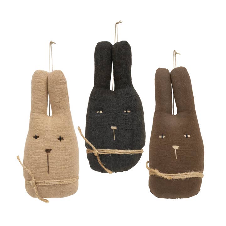 Enfeite Cabeça de Coelho em Tecido, 3 Variados por atacado de The Hearthside Collection