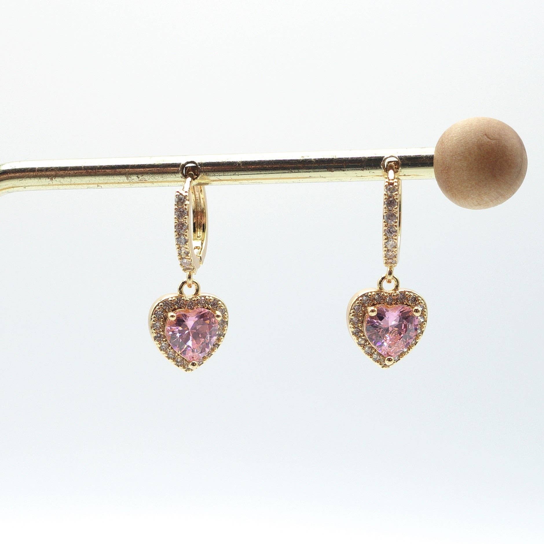 Daemon srls - Wholesale Dangle Earrings - Diana HOOPS ~ 12 colori - Orecchini a cerchio con cuore in Cubic Zirconia7
