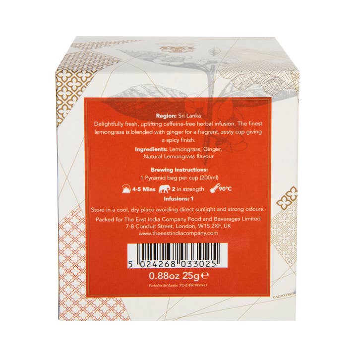 The East India Company - Vente Thés santé/détox - Sachets Pyramide Infusion à base de plantes citronnelle et gingembre (10)4