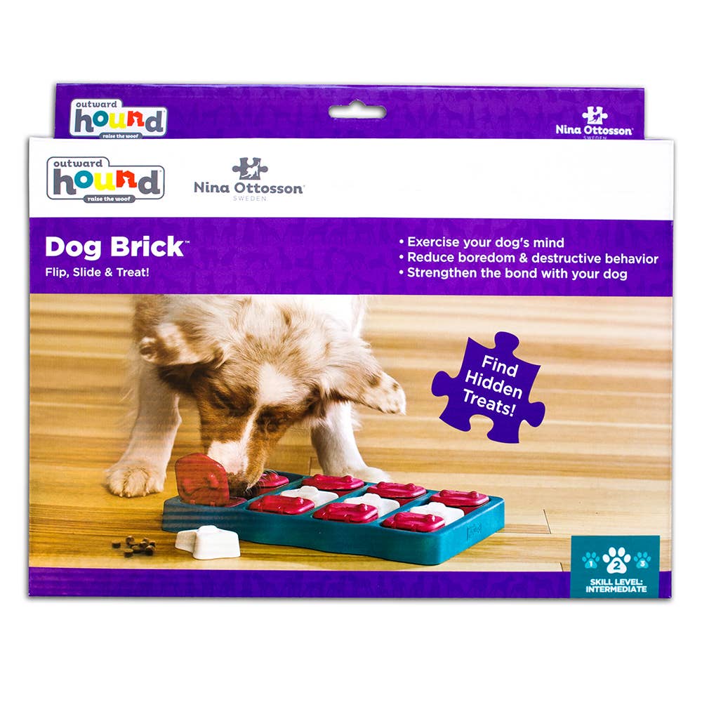 Pet Palette Distribution - Wholesale Pet Toy - Dog - Nina Ottosson Dog Brick Interactive Treat Dog Puzzle Blue4