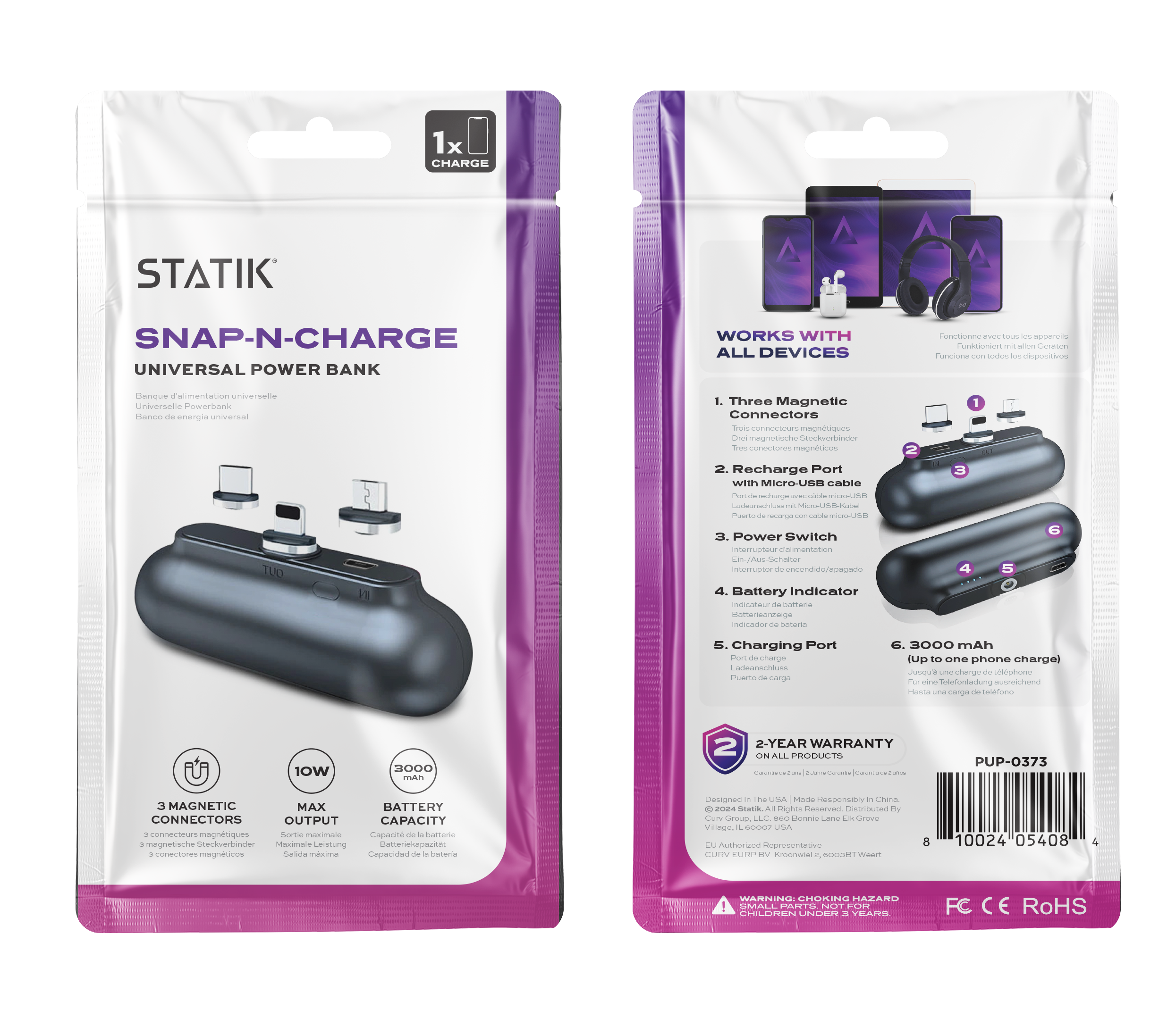 KeySmart / STATIK - Vente Chargeurs portables - Banque d'alimentation universelle Snap-N-Charge1