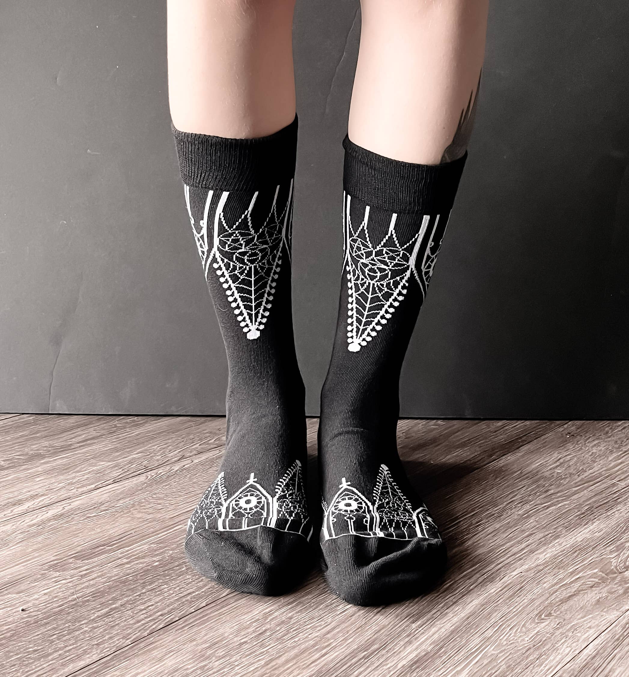 House of Hex - Wholesale Socks - Women's - Gothic Gables Socks | witch | goth | cathedral | dark3
