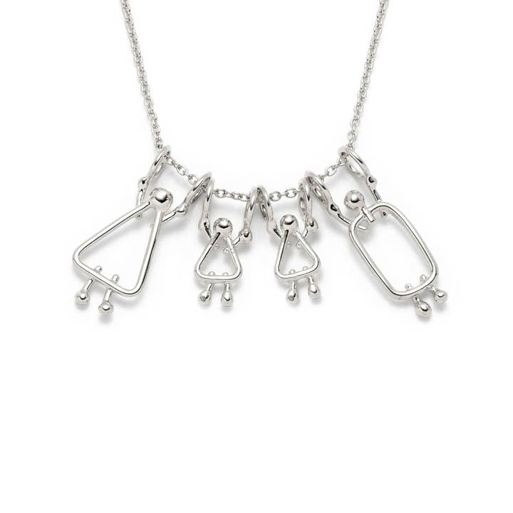 mom, 2 girls and dad necklace for wholesale by Lidia