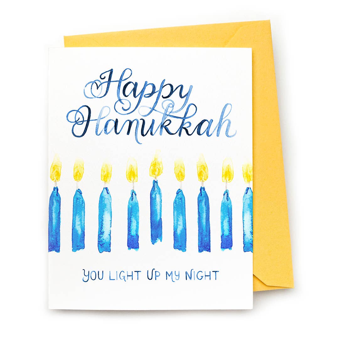 CharmCat - Wholesale Hanukkah Card - Hanukkah Candles Card — Chanukah Menorah Card0