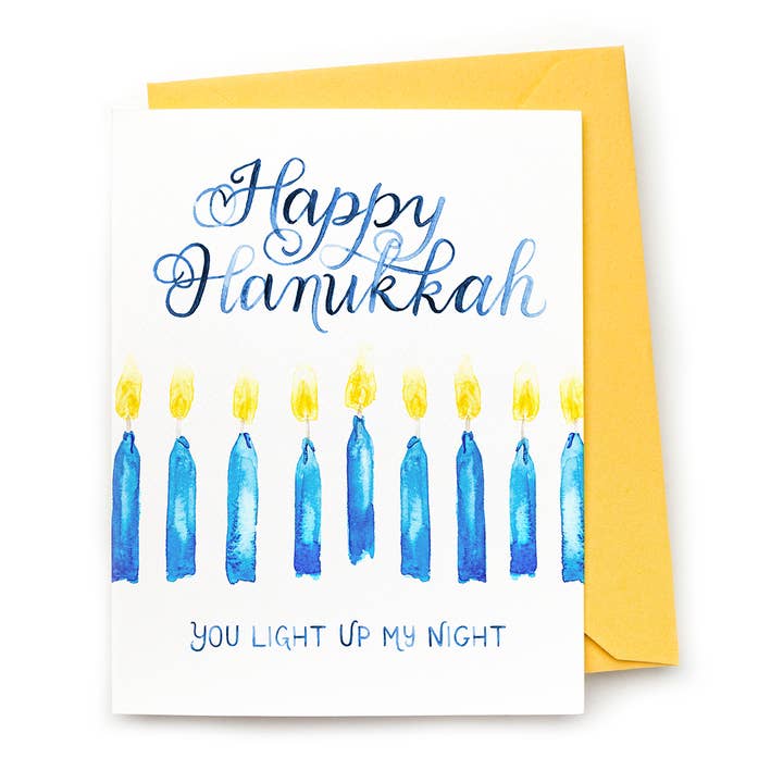 CharmCat - Wholesale Hanukkah Card - Hanukkah Candles Card — Chanukah Menorah Card