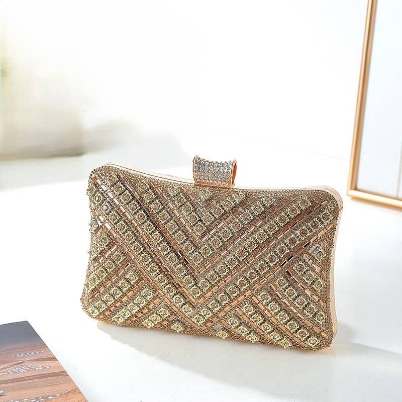 PEACH ACCESSORIES - Wholesale Clutch Bag - Women's - Crystals Stones Evening Clutch Bag 50303