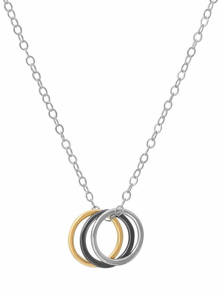 Mixed Metal Hammered Cluster Necklace for wholesale by Sosie Designs