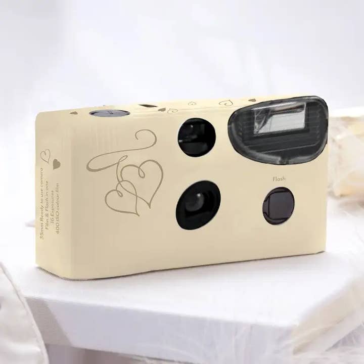 Weddingstar Inc. - Wholesale Disposable Camera - Disposable Camera With Flash - Gold Enchanted Hearts