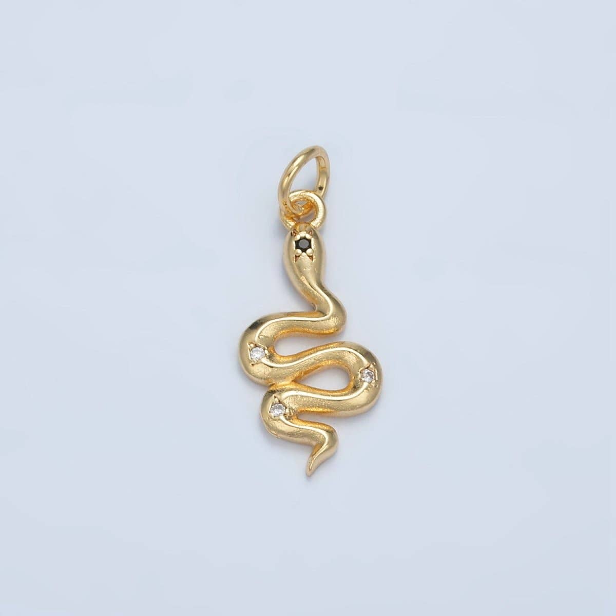 Aim Eternal – wholesale Individual charm/pendant – 24K Gold Filled Mini CZ Slither Snake Serpent Charm | E7320