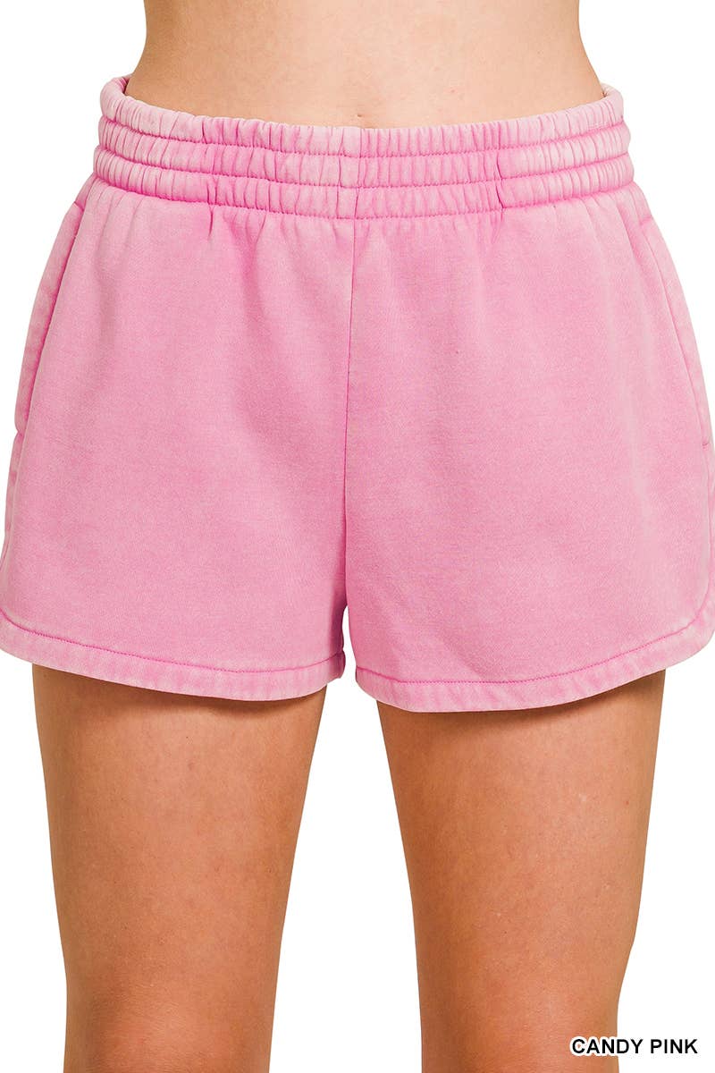 Vanilla Monkey - Wholesale Lounge Shorts - Women's - Acid Washed Elastic Waistband Dolphin Shorts5