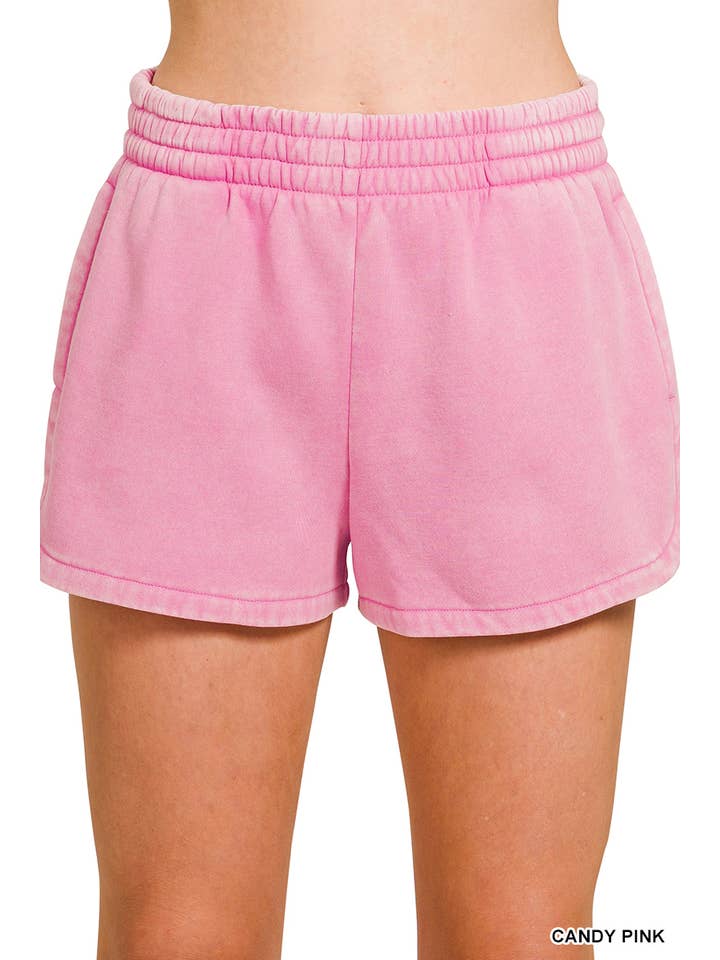 Vanilla Monkey - Wholesale Lounge Shorts - Women's - Acid Washed Elastic Waistband Dolphin Shorts5