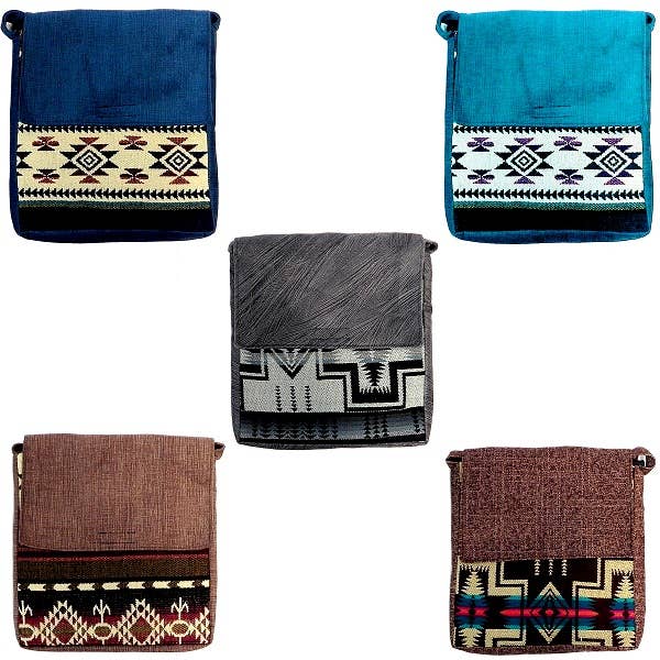 Large Tribal Suede Ecuadorian Crossbody Purse Messenger Bag for wholesale by Pichincha