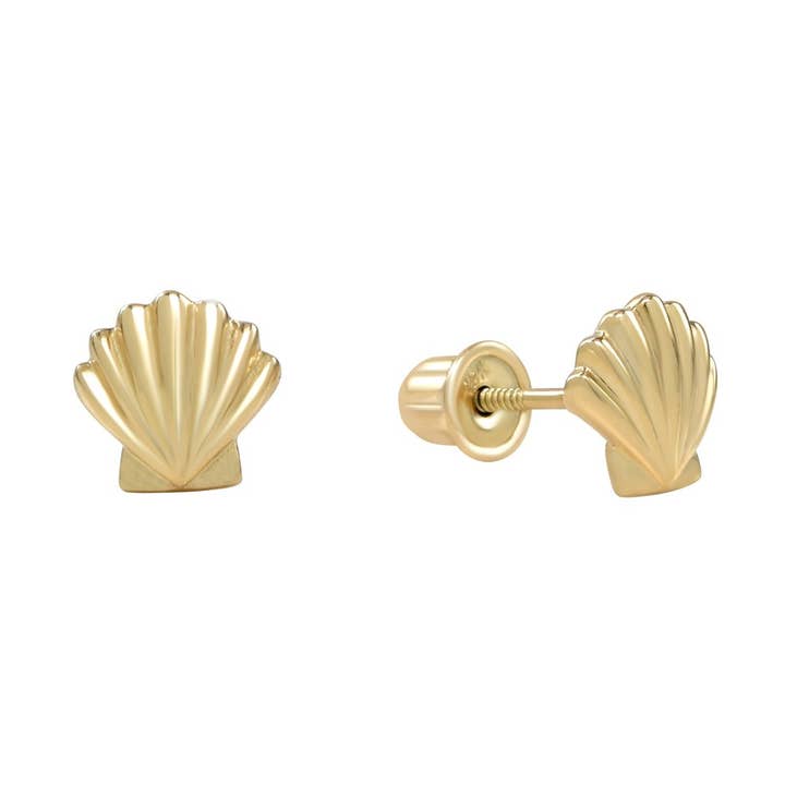 Ofina Jewelry – Engroshandel Ørestikkere – 10k Solid Guld Seashell Studs0
