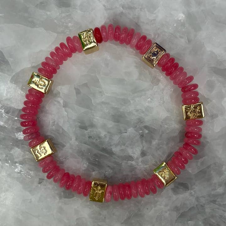 Kralen Mahjong Armband - Roze voor wholesale door Lauren Ferrell Designs