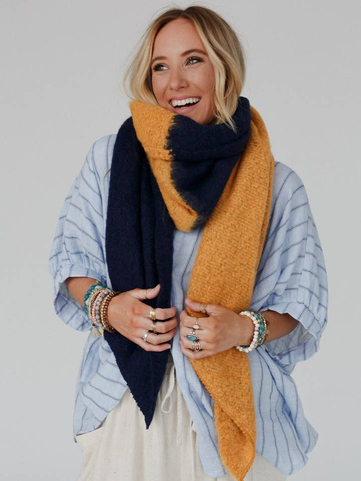 Sunset Shades Cozy Scarf - Navy Multi for wholesale by Three Bird Nest