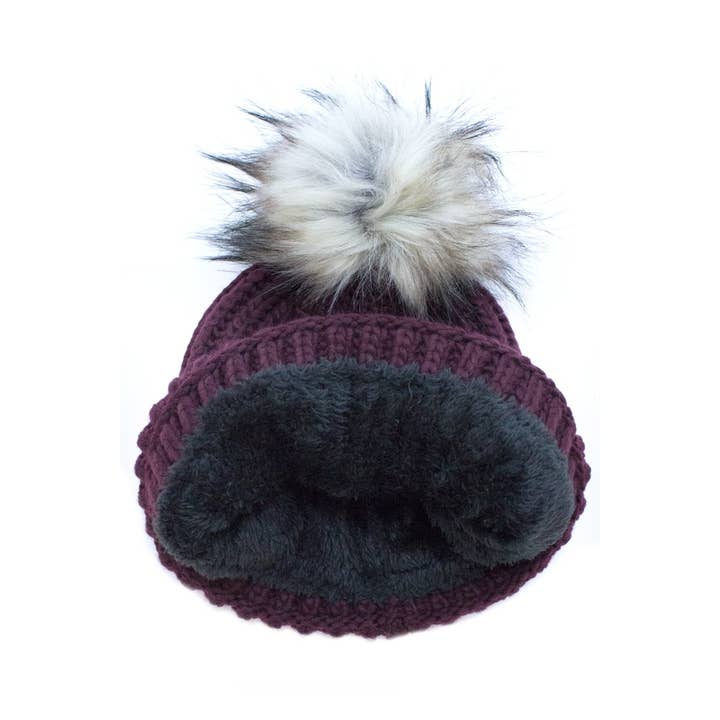 Suzie Q USA - Vendita all'ingrosso Berretto - Donna - Berretto in maglia con pompon in pelliccia sintetica7