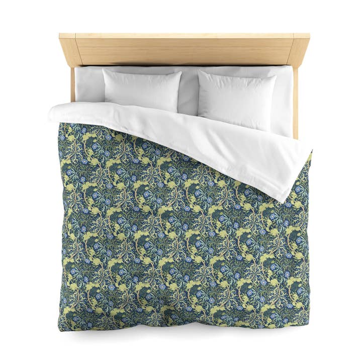 Duvet Cover inspired by William Morris - Seaweed Collection (Blue Flower) for wholesale by Willy Morris Home Emporium