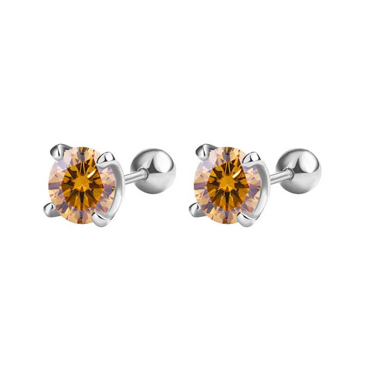 Perimade & Co. LLC - Wholesale Stud/Post Earrings - Color Moissanite Ball End Earrings in 925 Sterling Silver4