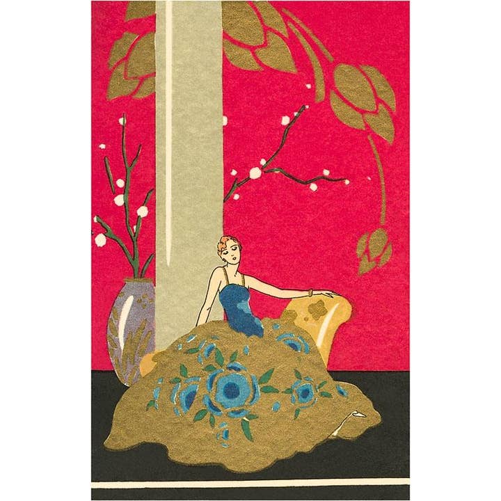 Sticker AT-102 Woman in Gown with Huge Flowered Skirt for wholesale by Found Image Press