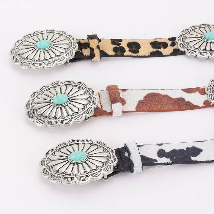 Faux Fur Multi Metal Metal Belt for wholesale by 3AM BY H&D ACCESSORIES