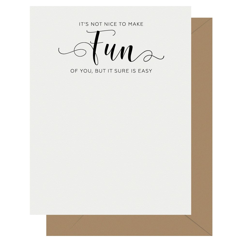 Letterpress Jess - Wholesale Everyday Greeting Card - Crass Calligraphy Fun Letterpress Greeting Card0