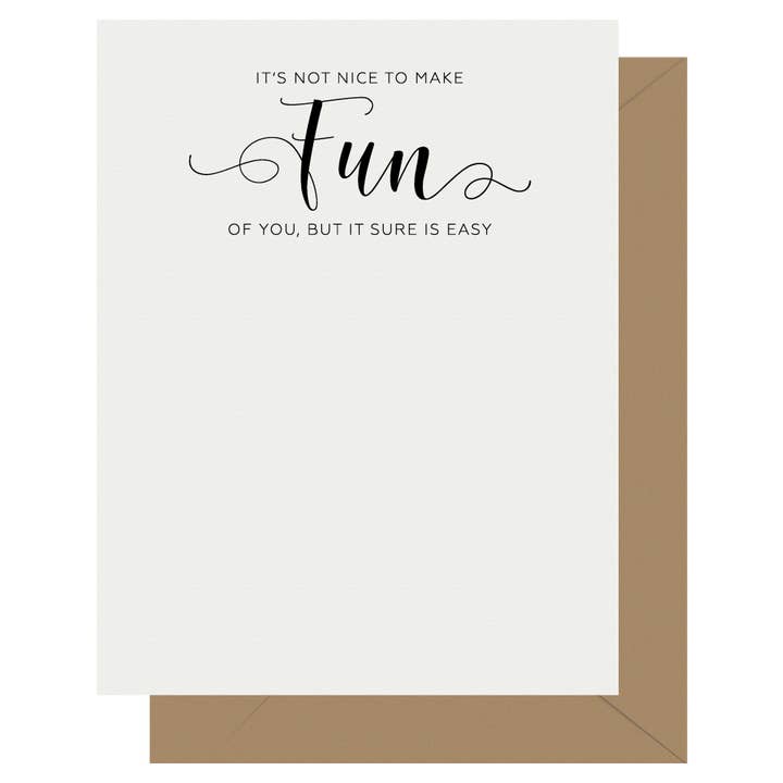 Letterpress Jess - Wholesale Everyday Greeting Card - Crass Calligraphy Fun Letterpress Greeting Card