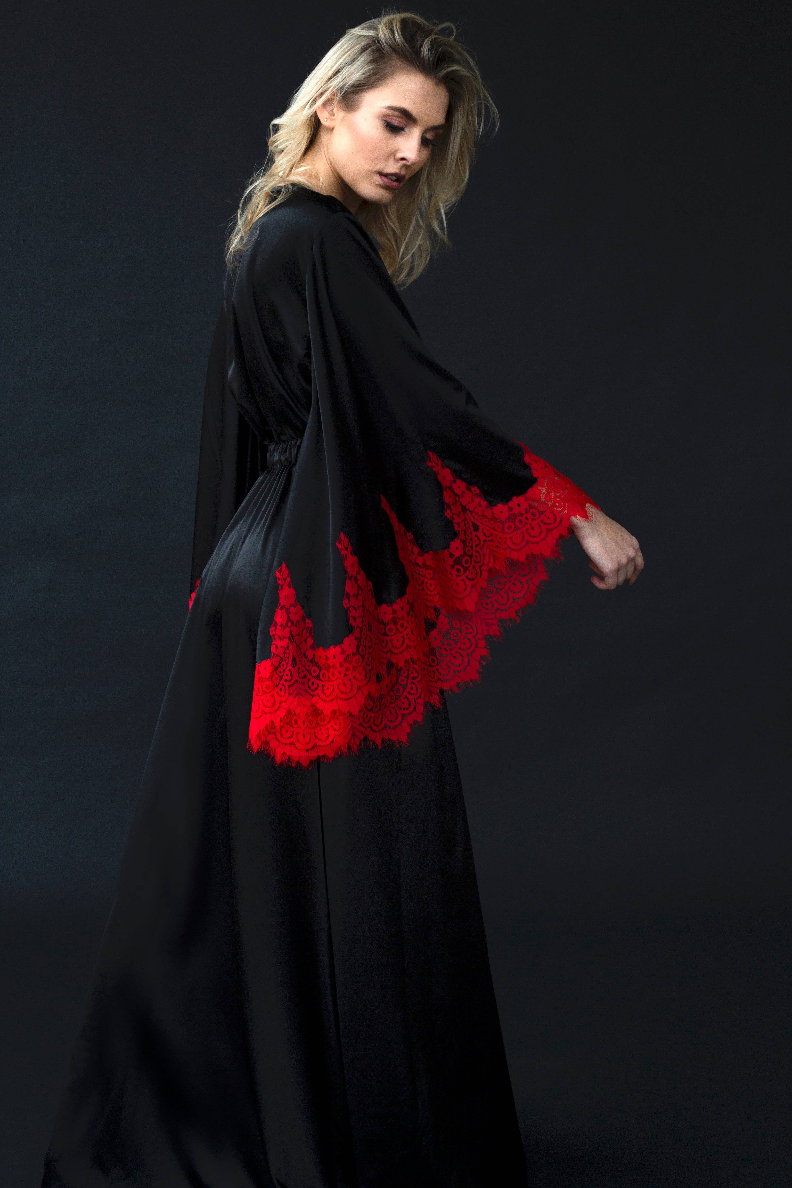 KÂFEMME and Co - Vente Peignoir – femme - Peignoir long en soie Elvyra2